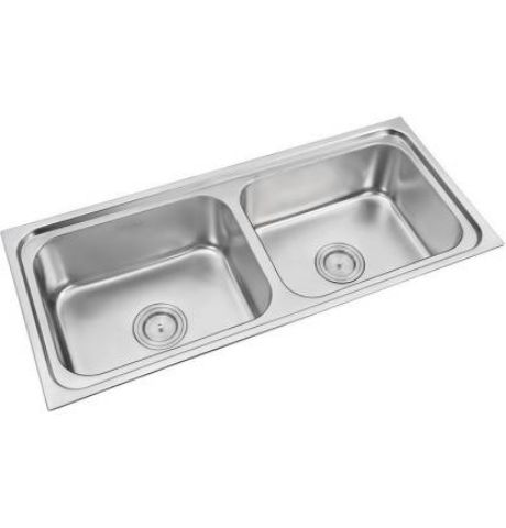 37X18 SQUARE DOUBLE BOWL SS KITCHEN SINK